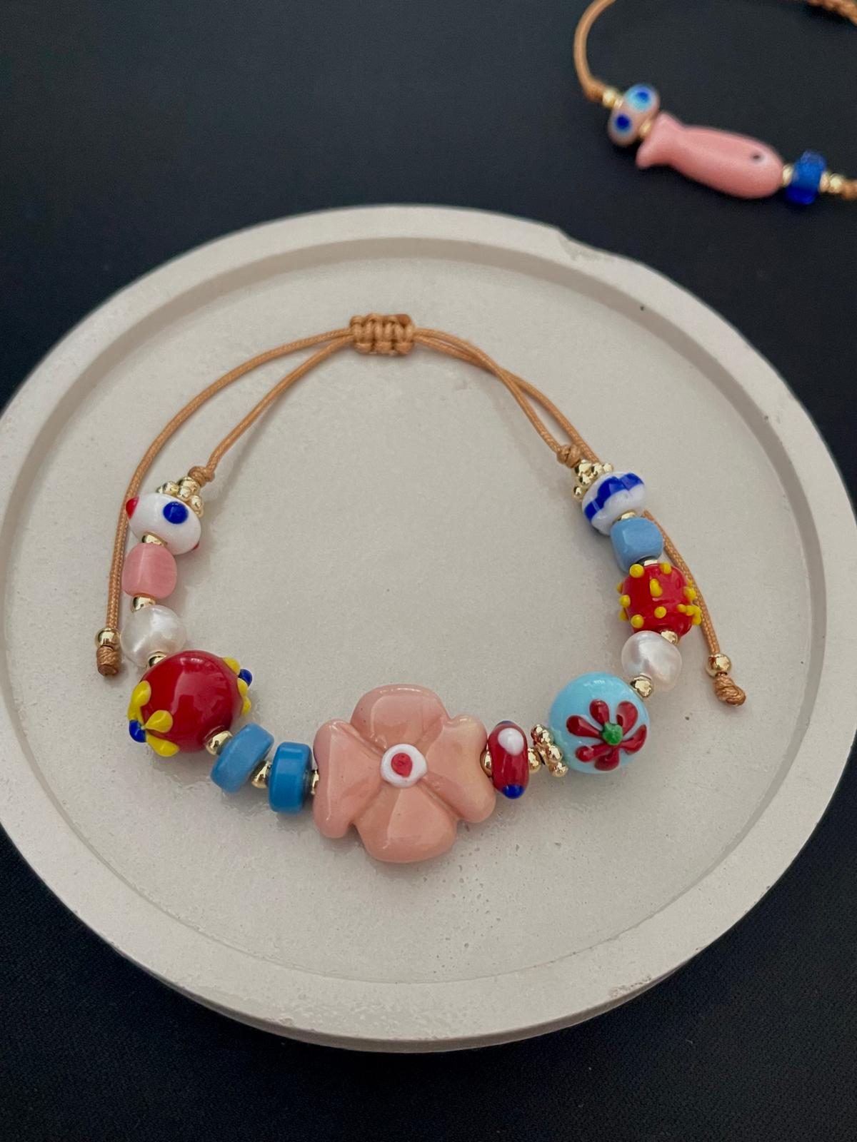 Pink flora bracelet