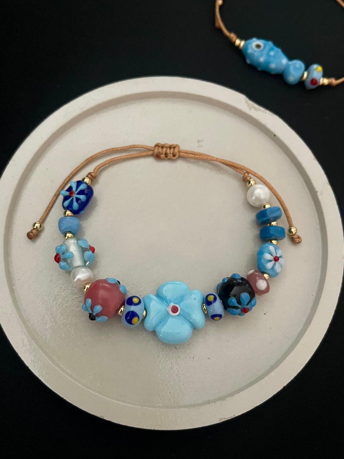 Blue flora bracelet