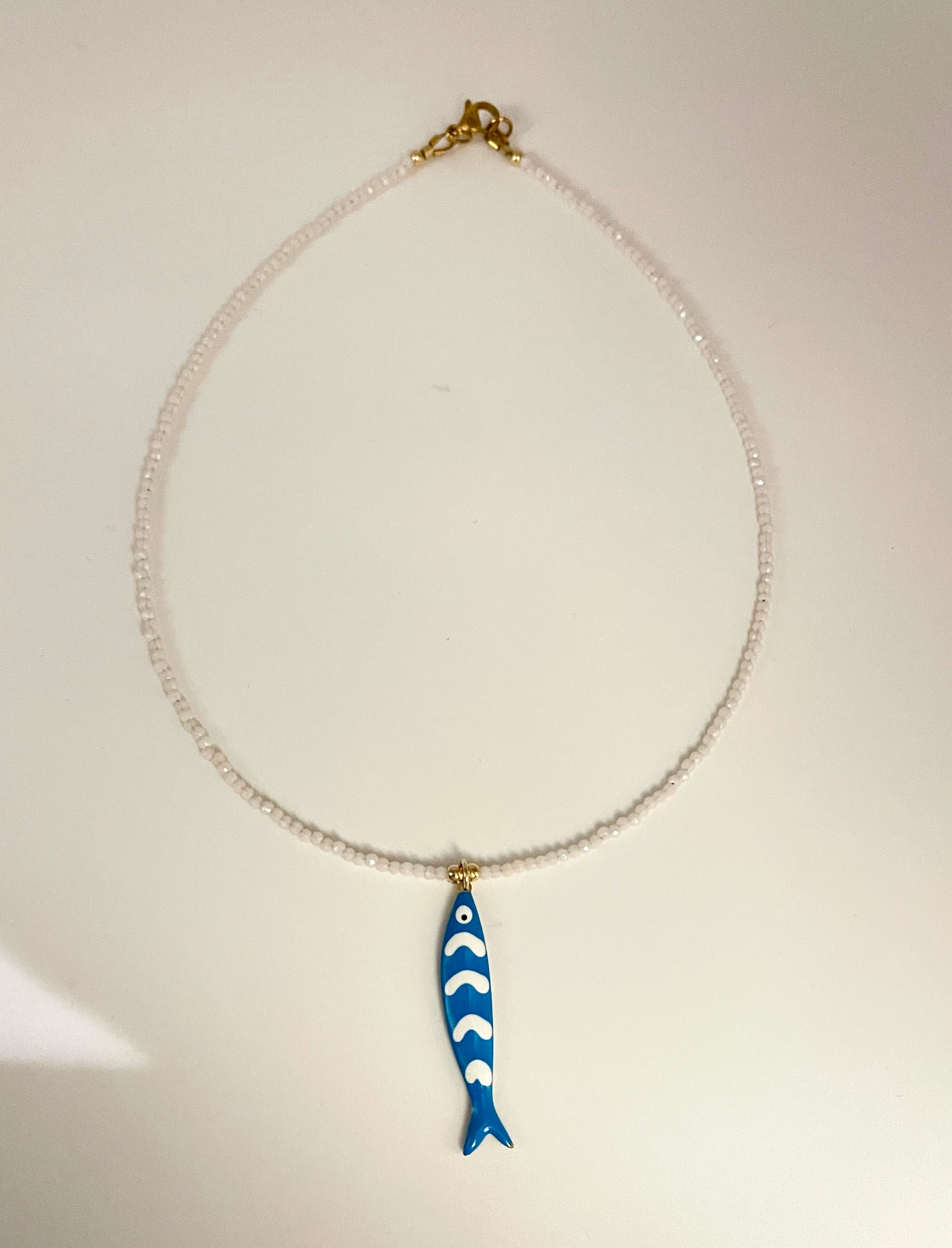 Blue fish necklace