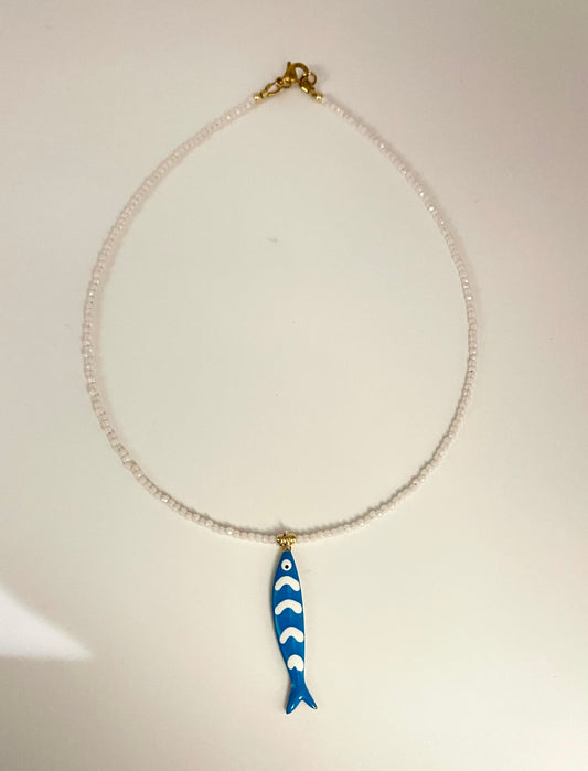 Blue fish necklace